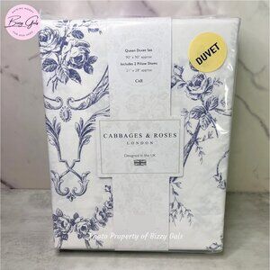 Cabbages & Roses Floral Toile Ink Queen Duvet Set
